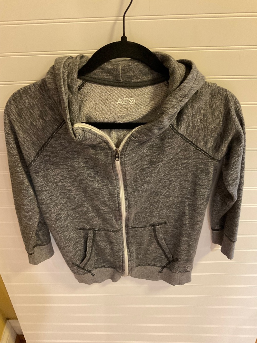 American Eagle AEO Gray Full Zip Hoodies Sweatshirt Size Small